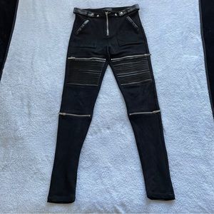 Maniere de Voir Ribbed Suede Biker Legging